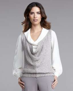 Cowl Sweater Vest, Luxe Crepe Cowl Neck Blouse & Shelley Stretch Pants