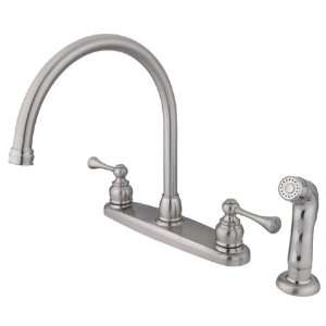 Kingston Brass KB728BLSP Two Handle Kitchen Faucet with Spray, Satin 
