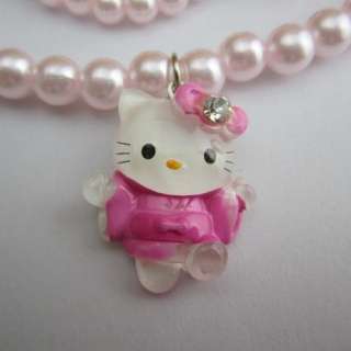 Hellokitty KT Pearl Necklace Bracelet Bangle Ring Set Kid Girl Gift 