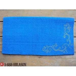 Bling Western Saddle Blanket Pad Wool Show Rodeo Blue:  