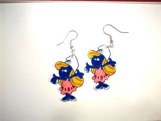 Smurf earrings Smurfette,girl,blue,fashion jewelry,fun  
