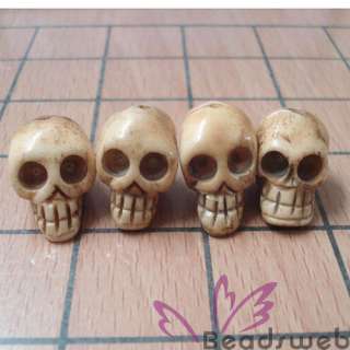 Tibetan Bone Carved Skull Loose Beads 4pcs 14*17mm F&S  