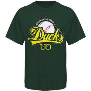  NCAA Oregon Ducks Green Baseball Diamond Graphic T shirt 