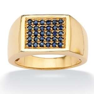   Mens 18k Gold Over Sterling Silver Midnight Sapphire Checkered Ring
