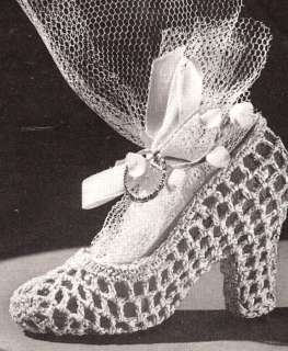 Crochet High Heel Slipper Shoe Bridal Favor Vintage Ptn  