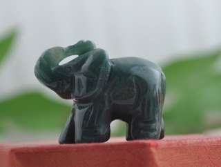 Moss Agate Carving Elephant Gemstone Figurine  