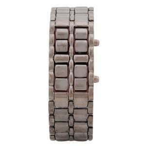  Iron Faceless Red LED Wrist Watch, Silver Grey Color 