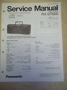 Panasonic Service Manual~RX DT600 Boombox Radio System  