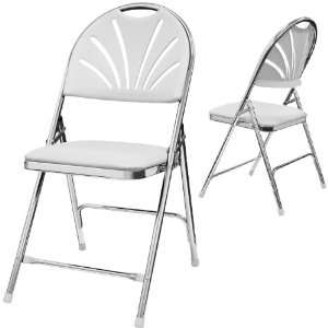 Phoenixx Fan Back Folding Chair with Padding Color: White Chrome (4pcs 