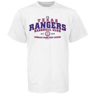  Majestic Texas Rangers White Fan Club T shirt: Sports 