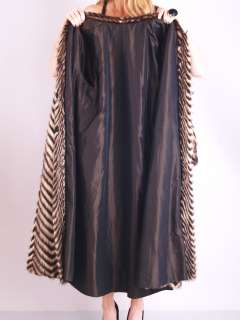 Vtg 60s SABLE MINK FOX Fur Draped FEATHERED Dress Sweep Jacket ZigZag 