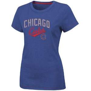 Majestic Chicago Cubs Ladies Royal Blue Win Win Fashion T shirt (Large 