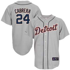   Detroit Tigers #24 Miguel Cabrera Gray Replica Baseball Jersey: Sports