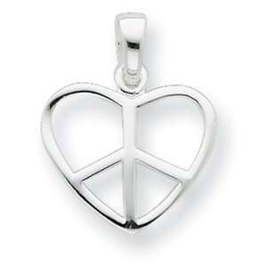    Sterling Silver Peace Sign Heart Pendant: Vishal Jewelry: Jewelry