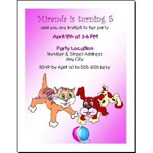  Kitten & Puppy Birthday Party Invitation Health 