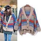 COOL Cotton Blend Women Loose Style Cloak Knitting Cape Batwing Coat 