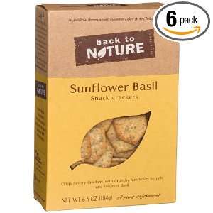 Back To Nature Sunflower Basil Snack Crackers, 6.5 Ounce Boxes (Pack 