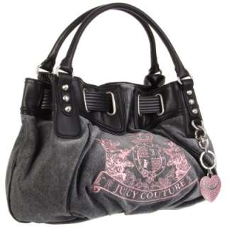 JUICY COUTURE Velour Scottie Embroidery Medium Free Style Bag Grey 