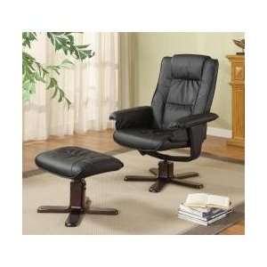  Leisure Chair and Ottoman in Black Leather Match   Coaster 