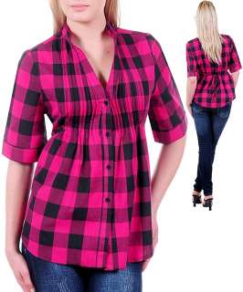 Buffalo Plaid Big Checks Pink Black Shirt 1X 2X 3X Plus  