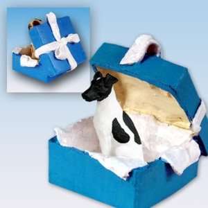  Fox Terrier Blue Gift Box Dog Ornament   Black & White: Home & Kitchen