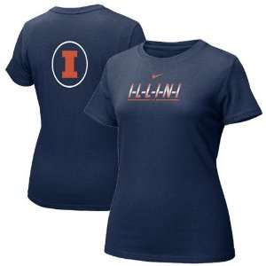   Nike Illinois Fighting Illini Navy Blue Ladies Uniform T shirt: Sports