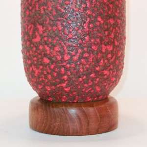 36 VTG Red Orange Fat Lava Glaze Pottery Ceramic Lamp Mid Century 
