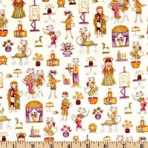   Cats Amore Mini Cat Cream Fabric By The Yard Arts, Crafts & Sewing