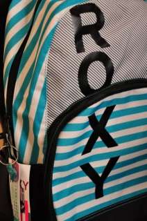 Roxy Backpack Stripes Laptop Bag Book Aqua Girls NEW  
