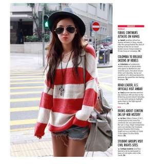 WOMEN V NECK STRIPED PULLOVER SWEATER LY142  
