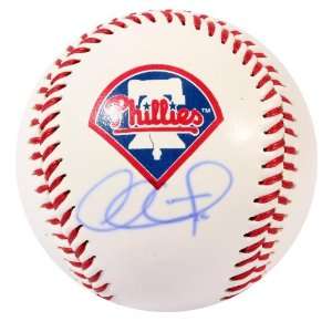 Chase Utley Signed Logo Baseball   GAI   Autographed Baseballs