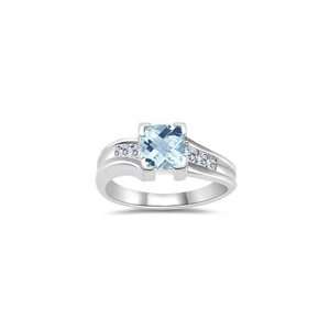  0.09 Cts Diamond & 0.56 Cts Aquamarine Ring in 14K White 