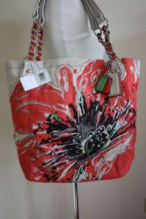 COACH Poppy Placed Flower Large Tote Purse 19027 NWT  