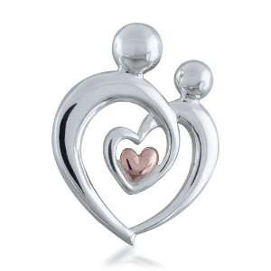   Day Gifts Bling Jewelry Sterling Silver Mother Child Heart Pendant