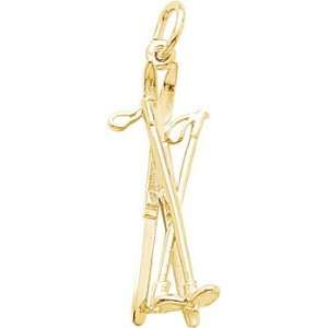  Rembrandt Charms Cross Country Skis Charm, Gold Plated 