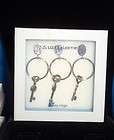 liz claiborne gift boxed silver 3 key rings with sayings