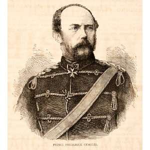 1874 Wood Engraving Portrait Costume Uniform Prince Friedrich Karl 