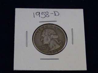 1958 D Washington Silver Quarter Dollar U S Coins  