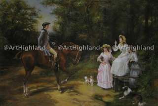 Vintage Portrait Oil Painting on Canvas Knight on Horse  
