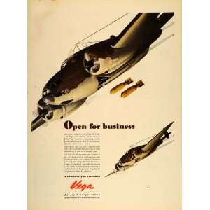   Bomber Plane Bombs Wartime Aircraft   Original Print Ad Home