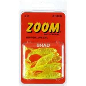  Zoom Shad Bodies Fishing Lures 8 Pack 2 Chartreuse 