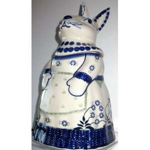 Polish Pottery Mama Bunny Rabbit Cookie Jar Canister DP16 Forget Me 
