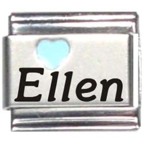  Ellen Light Blue Heart Laser Name Italian Charm Link 