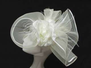   Feather Fascinator Hat,ivory Rose, Headband Headdress, Wedding, Large