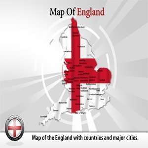 Map of England PowerPoint Template   Map of England PowerPoint (PPT 