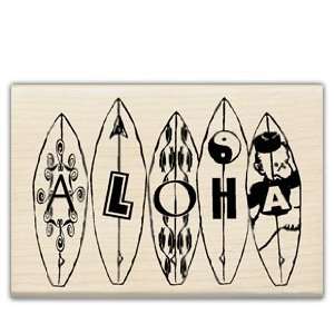  Aloha Surf Wood Mounted Rubber Stamp