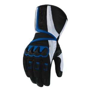    Icon Compound Long Mesh Motorcycle Gloves Blue MD Automotive