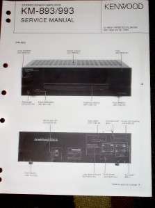 Kenwood Service/Repair Manual~KM 893/993 Amp Amplifier  