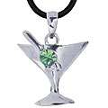 Pewter Green Austrian Crystal Sweet Martini Necklace