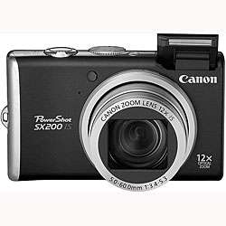 Canon PowerShot SX200IS 12MP Black Digital Camera  Overstock